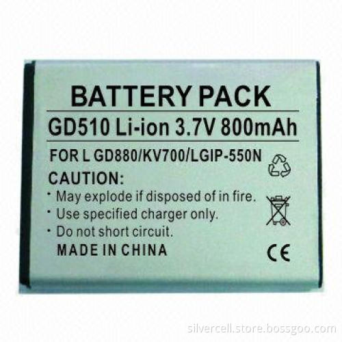 Li-ion Battery Packs for LG GD510, with 800mAh Capacity